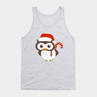 Christmas Mr. Owl Candy Cane Digital Art | Christmas Special | illusima Tank Top